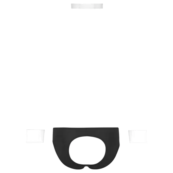 Svenjoyment - tanga da cameriere uomo - set costume nero bianco - XL