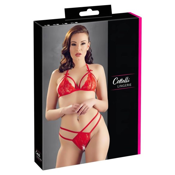 Cottelli - Set di reggiseno in pizzo aperto (rosso) - XL