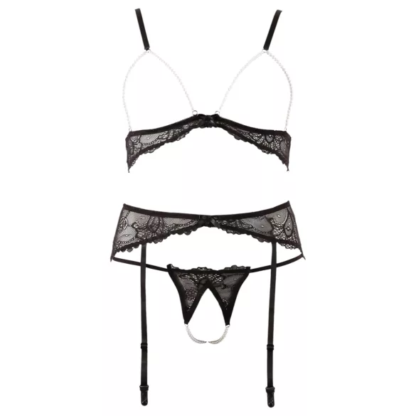 Abierta Fina - set lingerie in pizzo con perle