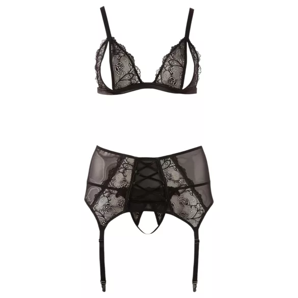 Cottelli Plus Size - Set intimo donna curvy - pizzo nero - XXL