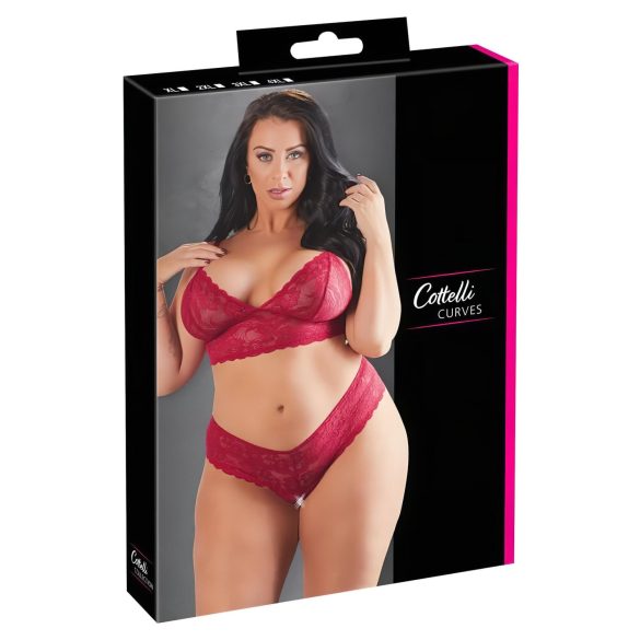 Cottelli Taglie Comode - Set reggiseno in pizzo morbido (rosso) - 3XL