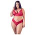 Cottelli Taglie Comode - Set reggiseno in pizzo morbido (rosso) - 3XL