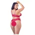 Cottelli Plus Size - set reggiseno e slip in pizzo morbido - rosso - 3XL