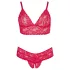 Cottelli Plus Size - set reggiseno e slip in pizzo morbido - rosso - 3XL
