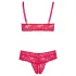 Cottelli Plus Size - set reggiseno e slip in pizzo morbido - rosso - 3XL