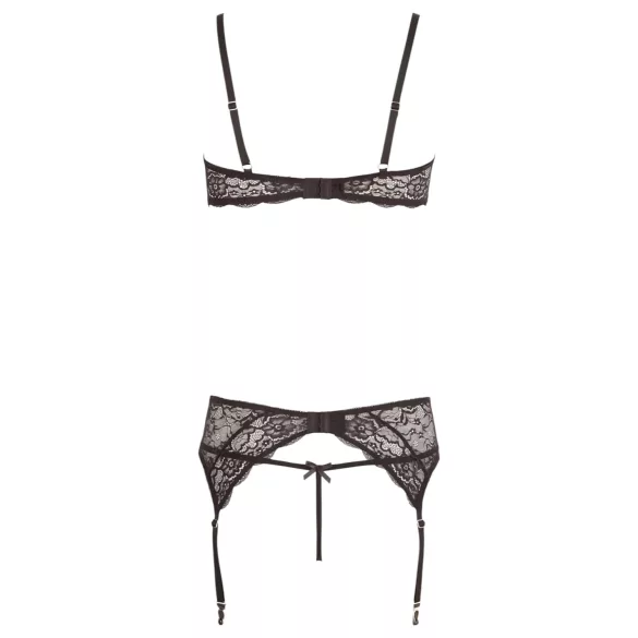 Abierta Fina - incanto di pizzo scintillante - completo reggiseno (nero)