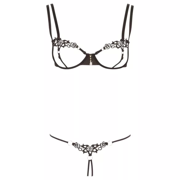 Cottelli - set reggiseno ricamato brillante - nero - L