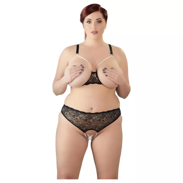 Cottelli Plus Size - set reggiseno perle - nero