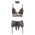 Cottelli Bondage - set intimo lucido in pizzo (4 pezzi)