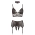Cottelli Bondage - set lingerie lucido con pizzo 4 pezzi - L
