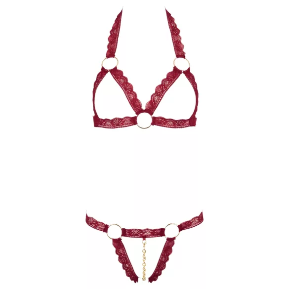 Cottelli - set reggiseno aperto con anelli metallici (rosso) - M/L