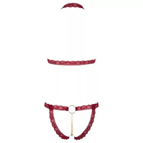 Cottelli - set reggiseno aperto con anelli metallici (rosso) - M/L