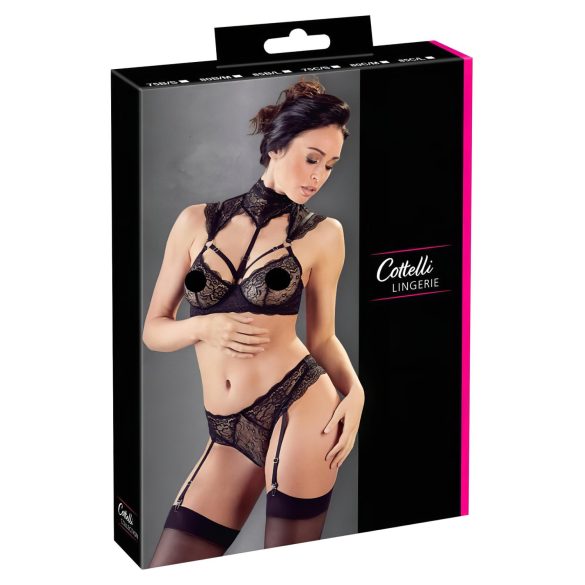 Cottelli - Set reggiseno in pizzo con colletto (nero) - 80B/M