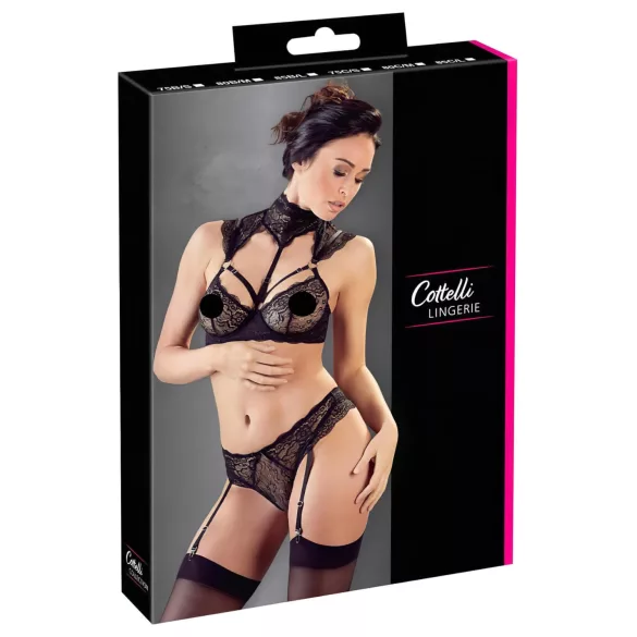 Cottelli - set reggiseno in pizzo con colletto (nero) - 75C/S