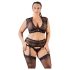 Cottelli Plus Size - elegante completo di pizzo e strass (nero)