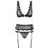 Obsessive - set lingerie ricamato - nero - L/XL