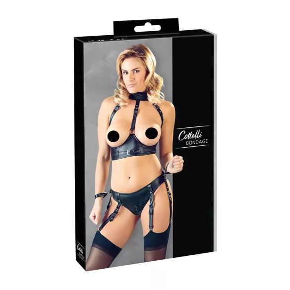 Cottelli Bondage - reggiseno aperto con manette - lucido nero - M