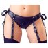 Cottelli Bondage - Set reggicalze lucido con manette (nero) - XL