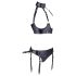 Cottelli Bondage - Set reggicalze lucido con manette (nero) - XL