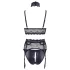 Cottelli Bondage - completo di lingerie in pizzo con manette (nero) - L
