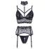 Cottelli Bondage - completo di lingerie in pizzo con manette (nero) - XL