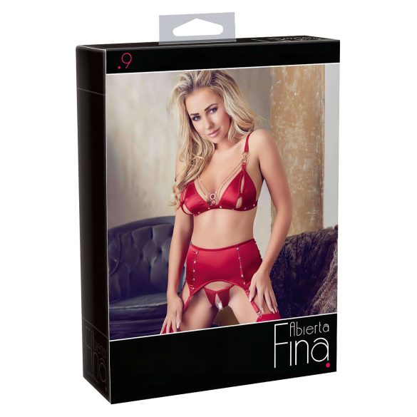 Abierta Fina - Set intimo rosso con catene scintillanti - M