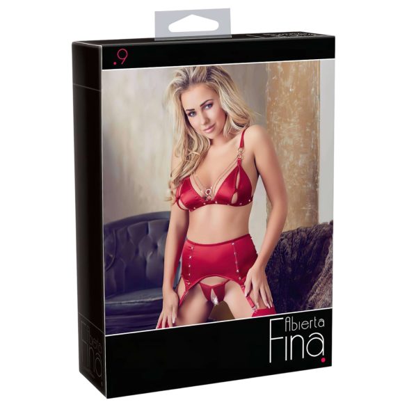 Abierta Fina - Set intimo rosso con catene scintillanti - M