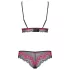 Obsessive Tulia - set di lingerie in pizzo (nero‑rosa) - L/XL