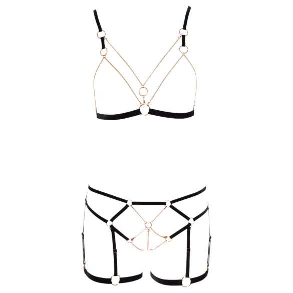 Cottelli - body harness con catene decorativo - 2 pezzi - nero - L