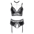 Cottelli Curves - set lingerie effetto lucido - nero - 2XL