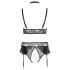 Cottelli Curves - set lingerie effetto lucido - nero - 2XL