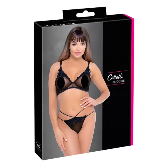 Cottelli - set reggiseno trasparente e in pizzo (nero) - M