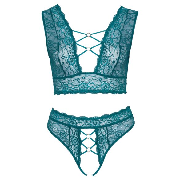 Cottelli Curves - completo intimo in pizzo con corsetto (blu)