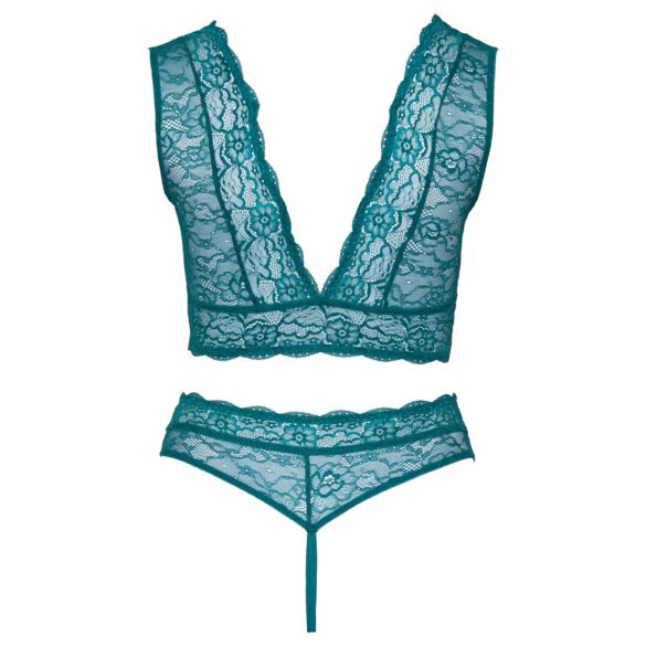 Cottelli Curves - completo intimo in pizzo con corsetto (blu)