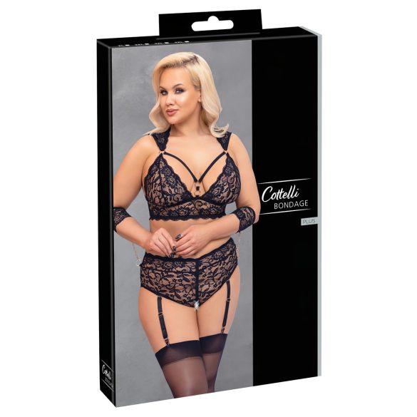 Cottelli Bondage Taglie Forti - set reggiseno pizzo (nero) - 4XL