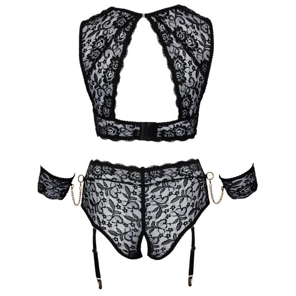 Cottelli Bondage Taglie Forti - set reggiseno pizzo (nero) - 4XL