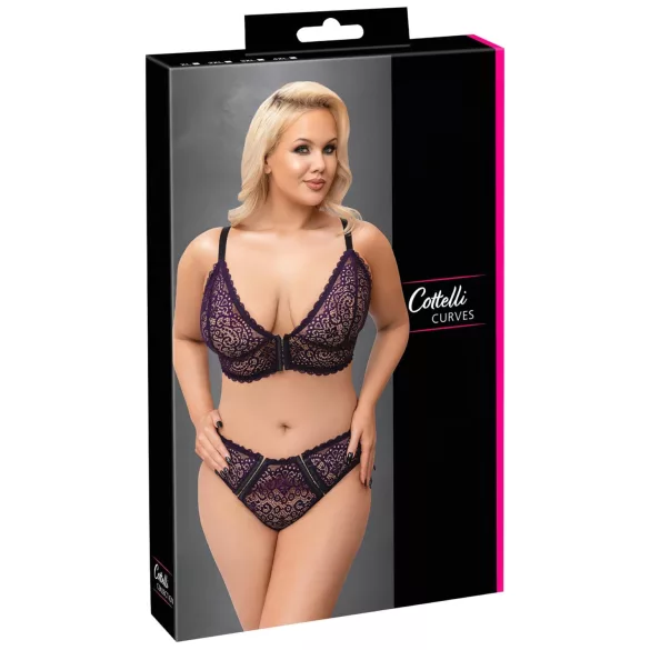 Cottelli Plus Size - set reggiseno trasparente fantasia (viola)