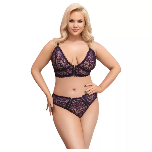 Cottelli Plus Size - set reggiseno trasparente fantasia (viola)