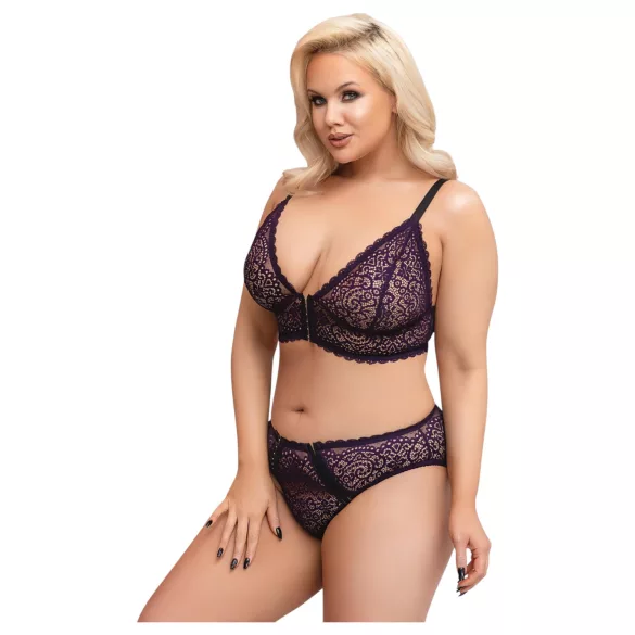 Cottelli Plus Size - set reggiseno trasparente fantasia (viola)