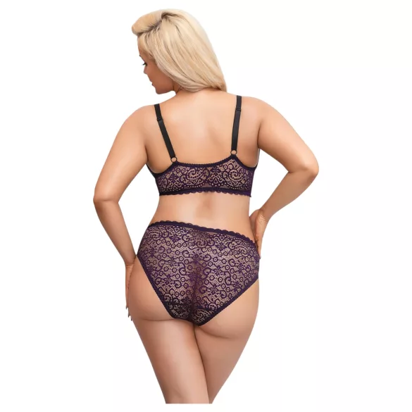 Cottelli Plus Size - set reggiseno trasparente fantasia (viola)