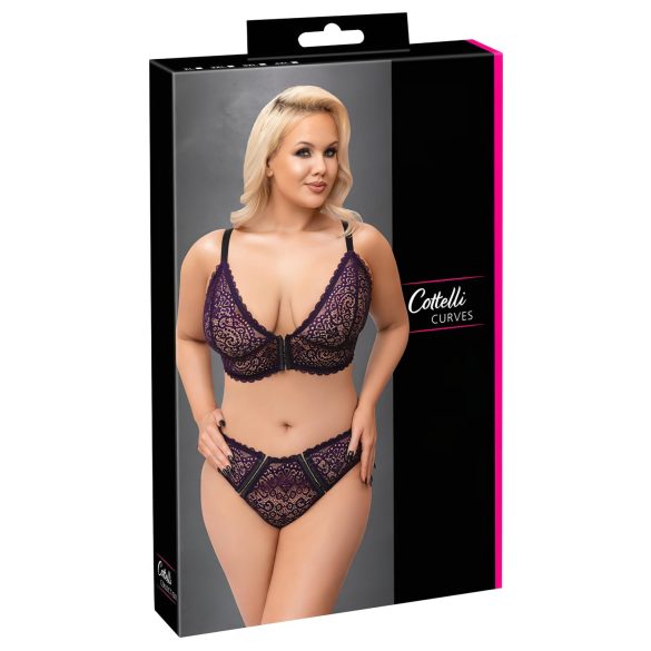 Cottelli Plus Size - Set reggiseno trasparente fantasia (viola) - 4XL