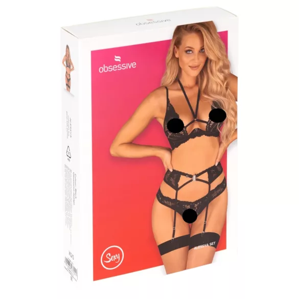 Obsessive Alessya - set di lingerie in pizzo (nero)