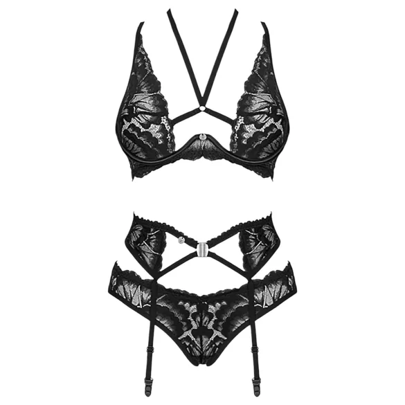 Obsessive Alessya - set di lingerie in pizzo (nero)