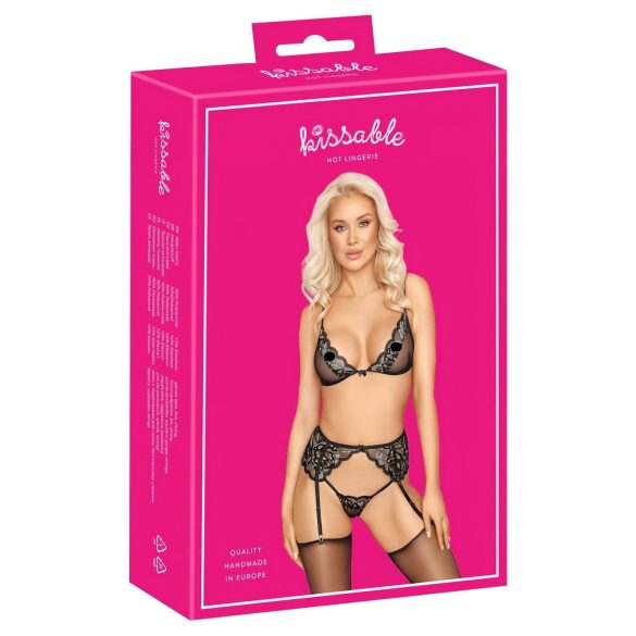 Bacio Seducente - Set Lingerie (Nero) - L/XL