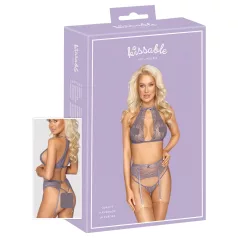 Kissable - completo di lingerie in pizzo (viola) - L/XL