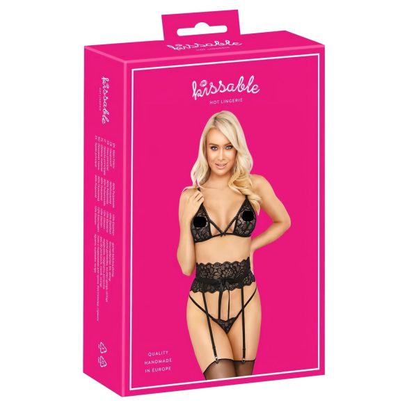 Baciabili - completo reggiseno nero con fascia in vita