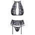 Baciabili - set reggiseno in pizzo con laccio al collo (nero) - L/XL