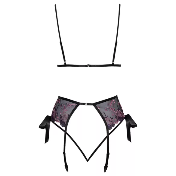 Set reggiseno ricamato rosa-lilla (nero) - L/XL