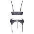Cottelli - Set lingerie in pizzo a 3 pezzi (nero-viola) - M