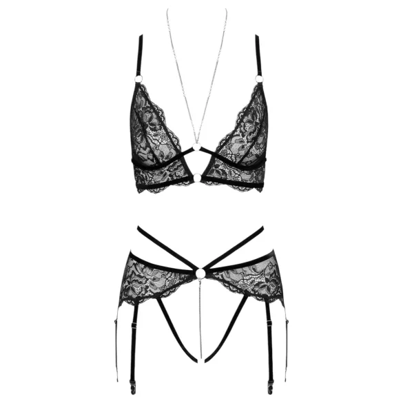 Abierta Fina - set reggiseno aperto in pizzo (nero)